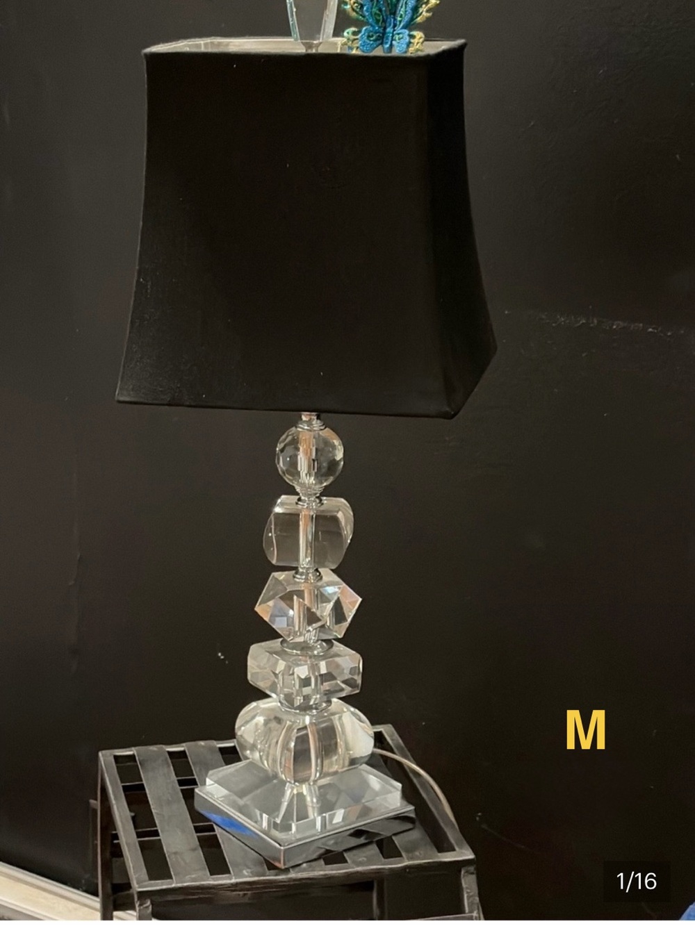 Crystal Table Lamp with Black Shade